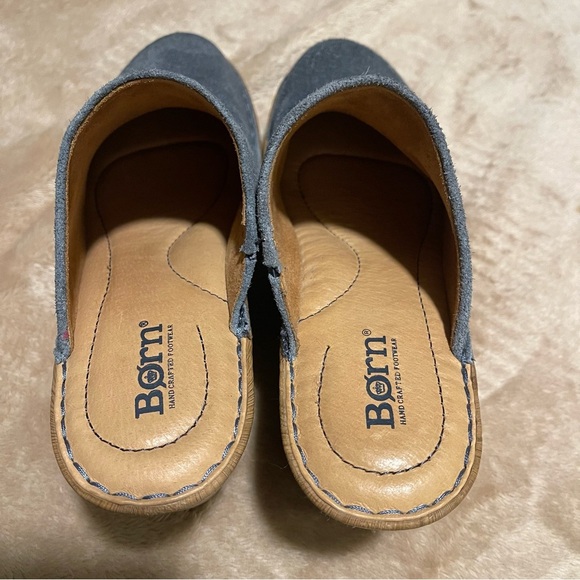 Born | Distressed Blue Suede “Natalie” Leather Platform Clogs Mules Comfort |  9 - Picture 6 of 7